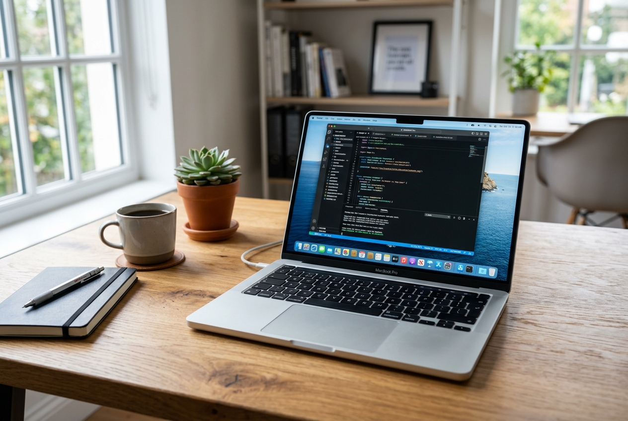 Laptop on a work table